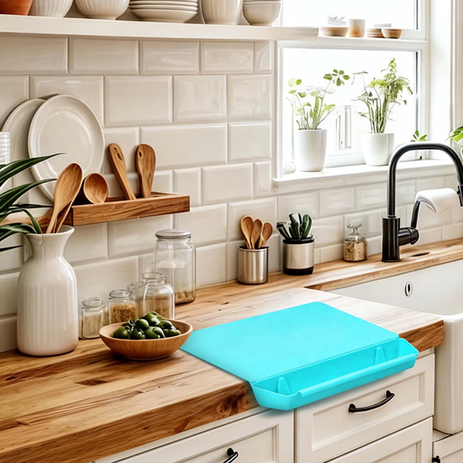 Plastic Cutting Board With Storage Bags,11x14 Inch 2-In-1 Non-slip Cutting Board With Removable Storage for Kitchen Vegetable and Fruit Meal Prep Deck For Food，Dishwasher Safe(Blue)