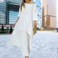 thumbnail image 2 of Haut à Manches Longues+pantalon Femme Coton Lin Ensemble de Survêtement 2 Pcs, 2 of 9