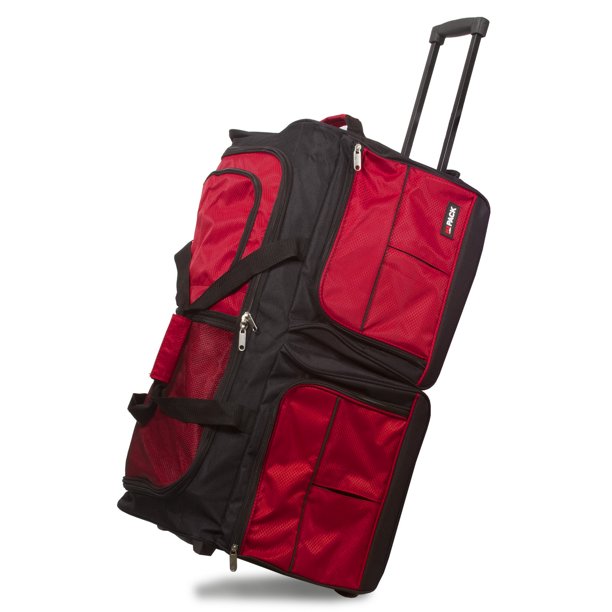 Hipack 28Inch Heavy Duty Rolling Duffle Bag Red