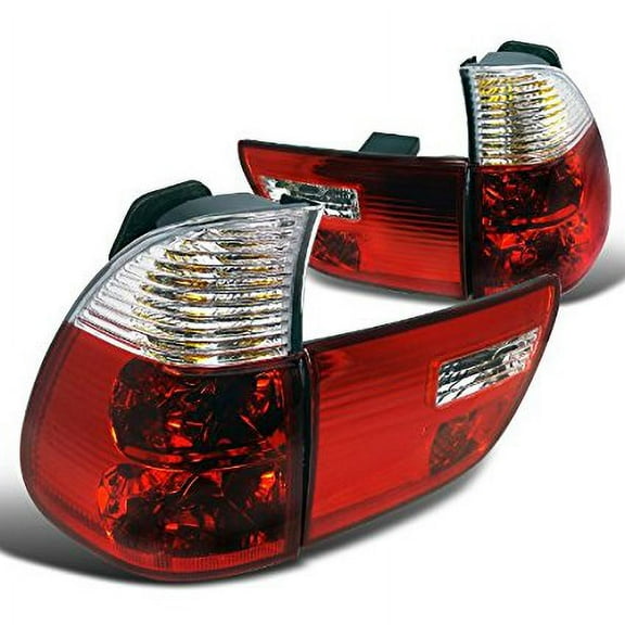 Spec-D Tuning LT-X500RPW-APC BMW X5 4Door Euro Chrome Red/Clear Lens Rear Tail Brake Lights Pair
