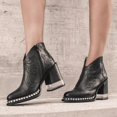 thumbnail image 4 of JFBUJC Style Ladies Pointed Cowboy Boots Black Fashion High Heel Ankle Boots Embroidered Rivet Punk Style Short Boots Plus Size, 4 of 5