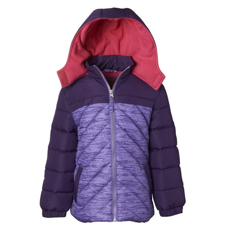 Colorblock Hooded Active Puffer Jacket (Little Girls & Big (Best Motorcycle Jacket For Big Guys)