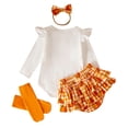 thumbnail image 7 of Dmsael My First Halloween Outfit for Baby Girl Pumpkin Romper Tutu Skirt with Bow Headband Leg Warmer Clothes 4Pcs Set (Orange,0-3 Months), 7 of 7