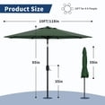 thumbnail image 2 of EastVita 9Ft UV Resistant Patio Umbrella 8 Sturdy Ribs Table Umbrella with Easy Push Button Tilt Large Umbrella for Pool Yard and Garden Dark Green, 2 of 4