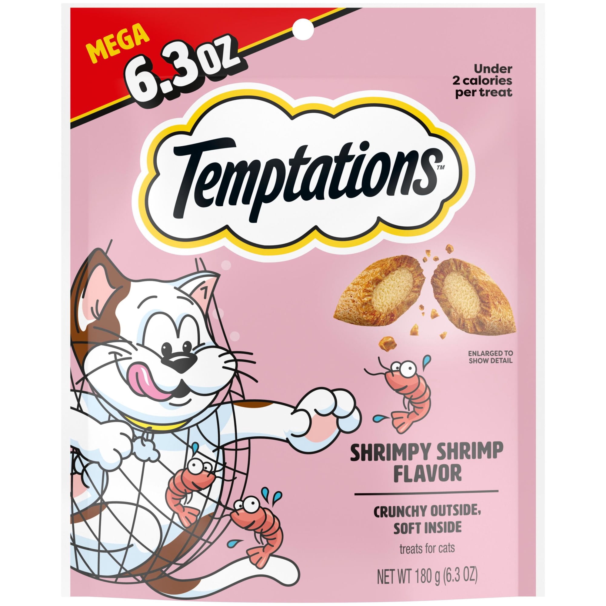 Temptations Classic Shrimpy Shrimp Flavor Crunchy And Soft Treats For Cats, 6.3 Oz Pouch