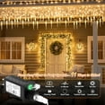 thumbnail image 4 of 35FT 320LED Outdoor Christmas Icicle Lights With Remote, 11 Modes, IP44 Waterproof, Timer & Memory Fuction, Connectable, Dimmable, Plug In Dual Color Changing String Lights With Ice Tube, 4 of 13