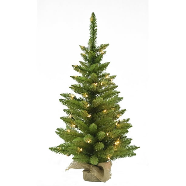 Perfect Holiday 3Ft Pre-Lit Tabletop Christmas Tree W/ Burlap Base - Walmart .Com
