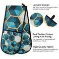 thumbnail image 2 of Yayeee Double Oven Mitt Kitchen Heat Resistant Baking 35" x7" Quilted Glove, Light Blue Geometric Pattern, 2 of 6