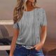 thumbnail image 2 of Tops de Manga Corta de Algodón para las Mujeres, Estampado Cuello Redondo Suéter Blusa de Moda para el Hogar Y el Uso Diario, 2 of 5