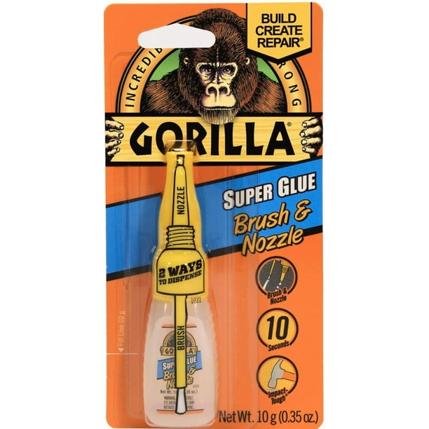 Pegamento adhesivo GORILLA Super Glue, brocha y boquilla, 10 g