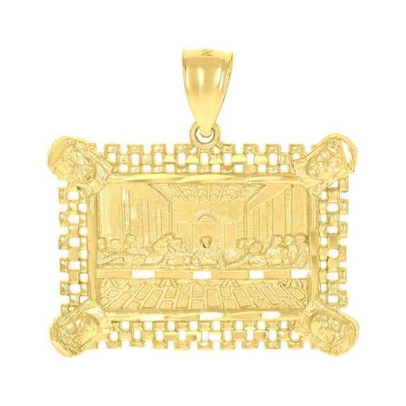 10k Yellow Gold Mens Last Supper Religious Charm Pendant for Men