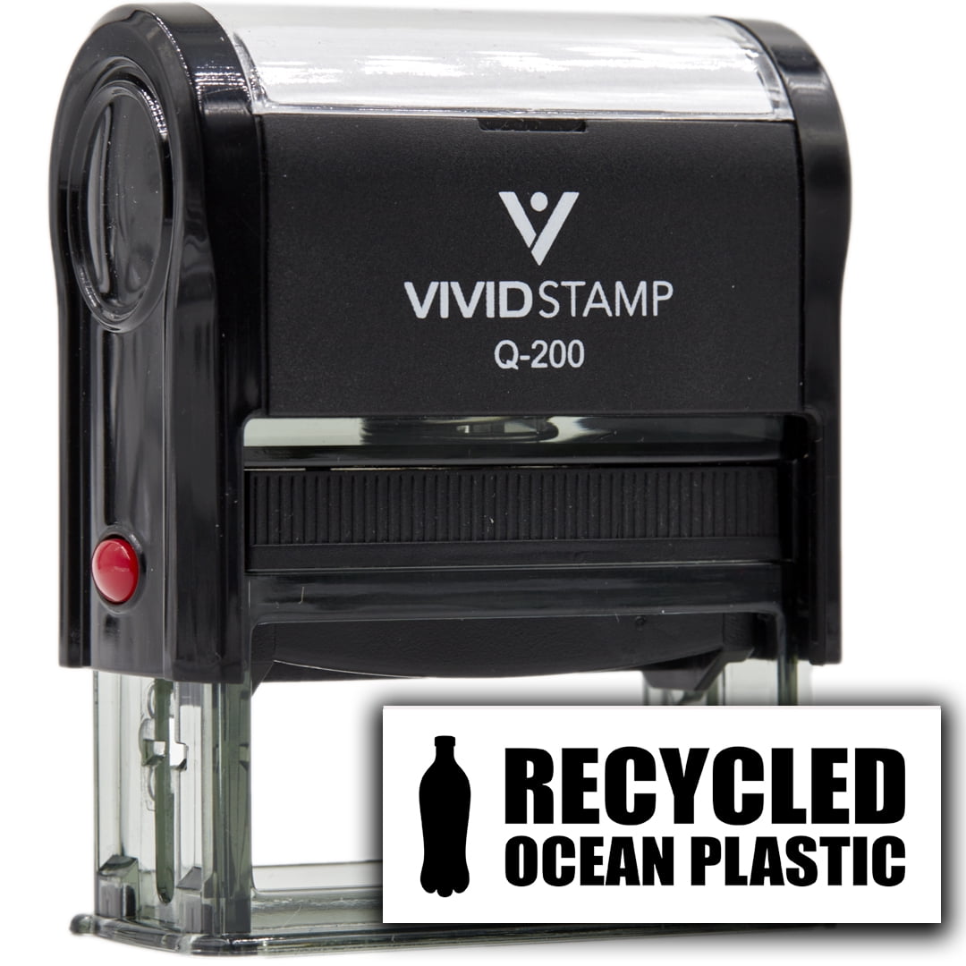 (3 pack) All Quality Recycled Ocean Plastic Self-Inking Rubber Stamp (Black Ink) - Q-200