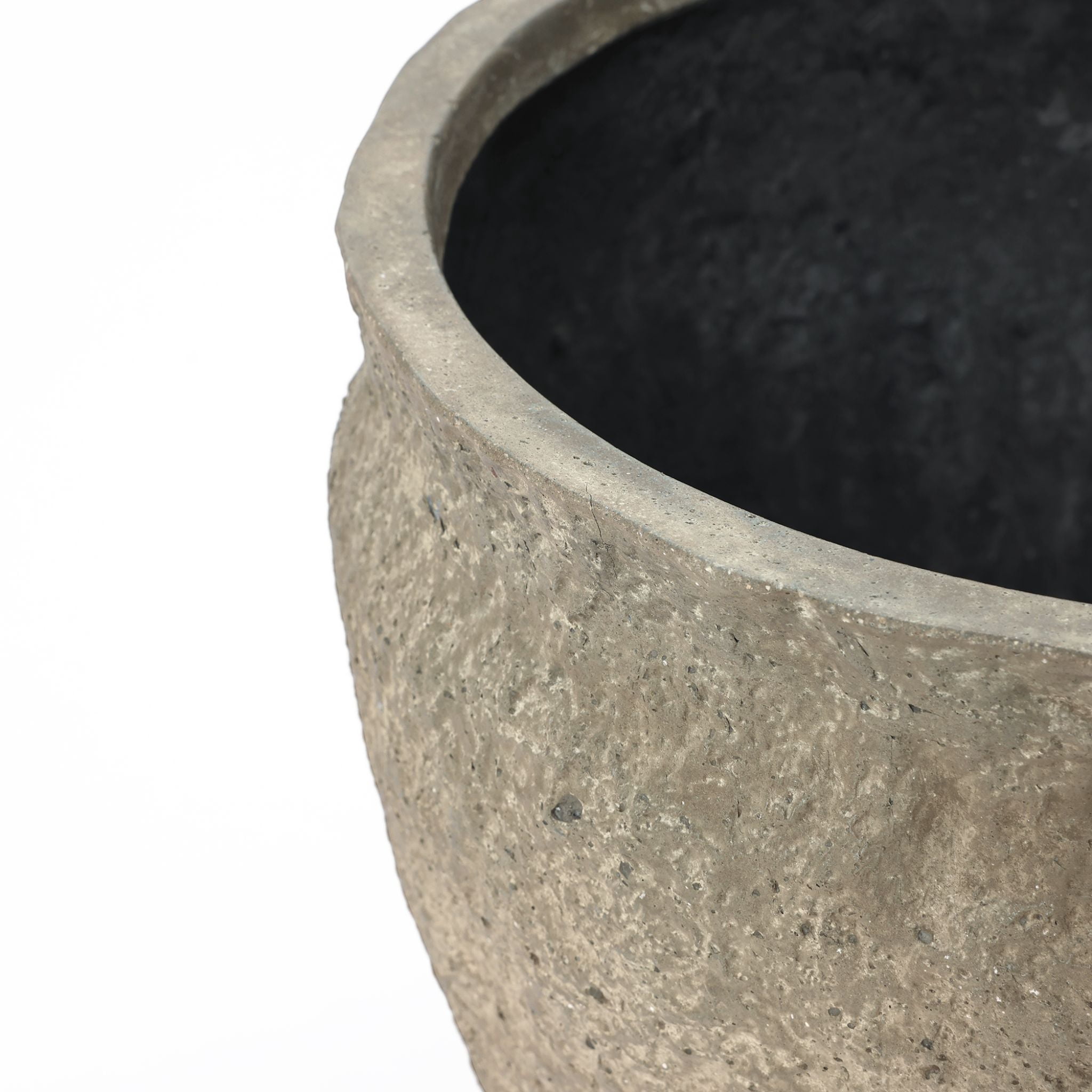 LuxenHome Weathered Earthstone Green Round Planter, 12.4" Round, Textured Concrete Pot