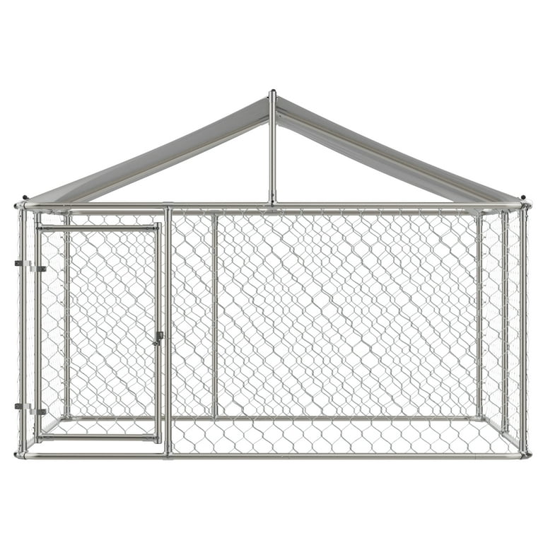LZBEITEM 10'x10' Outdoor Dog Kennel, Galvanized Metal Frame