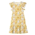 thumbnail image 4 of EGNMCR Robe à Manches Courtes à Col Rond Robe d'Été pour Enfants Imprimée à Manches Plissées à Double Couche pour Enfants de 5 à 14 Ans Robe, 4 of 7