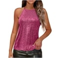 thumbnail image 3 of jobturf Tank Tops for Women Halter Neck Sparkly Sequin Party Sleeveless Blouses Fall Winter Lightweight Camisole Holiday Dressy Casual Christmas Shirts, 3 of 9