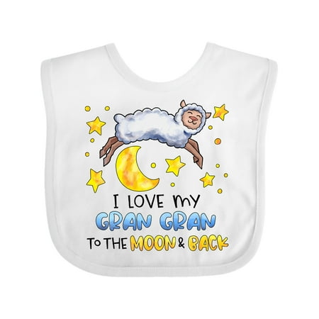 

Inktastic I Love my Gran Gran to the Moon and Back Cute Sheep Gift Baby Boy or Baby Girl Bib