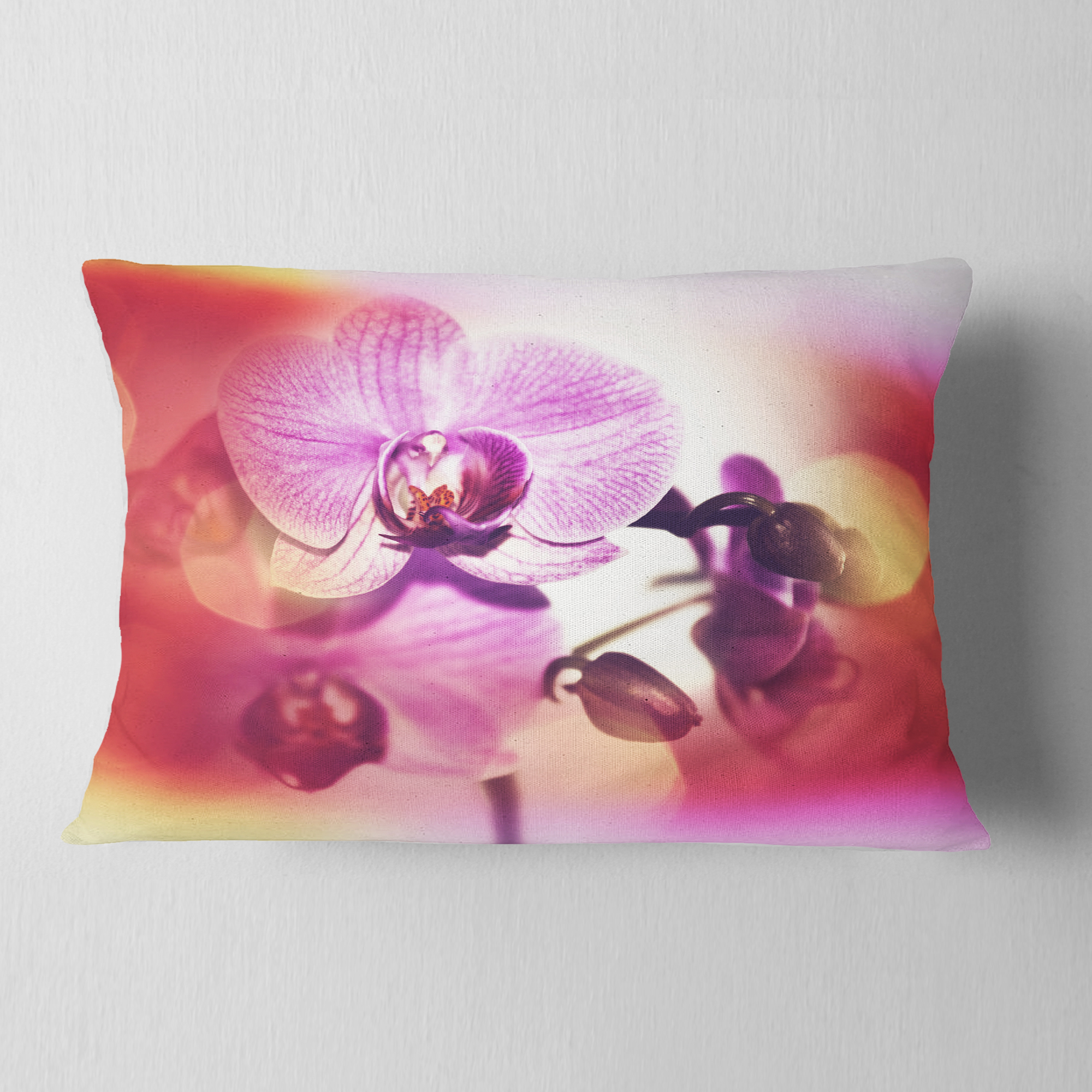 Designart Beautiful Pink Orchid Flowers - Flower Throw Pillow - 12x20
