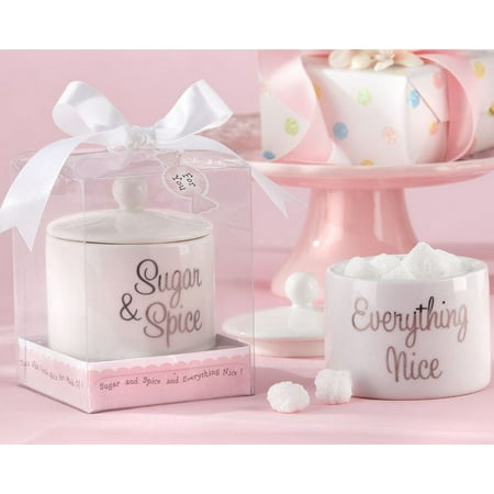 Kate Aspen Sugar, Spice and Everything Nice Ceramic Sugar Bowl - Set of 6 - Hostess Gift, Guest Gift, Party Souvenir, Party Favor or Decorations for Baby Showers & More