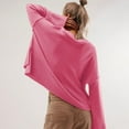 thumbnail image 6 of Baqcunre Women's Clothing, Womens Lightweight Sweaters Crewneck Bell-Style Sleeve Knit Tops Slouchy Soft Pullover Jumpers Valentines Day Gifts, 1Pc Sweater Hot Pink S, 6 of 6