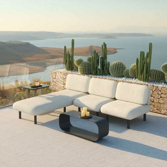 Aperto Chaise Beige Lounge Chair, Modern Style, Removable and washable cushion cover, Aluminum, Outdoor Living