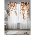 thumbnail image 2 of Orange Eucalyptus Sheer Curtains 84 Inch Length 2 Panels Set, Fall Weeping Botanical Leaf Watercolor Voile Window Treatment Rod Pocket Curtains Sheers Drapes for Bedroom/Living Room/Kitchen 52"x84"x2, 2 of 7