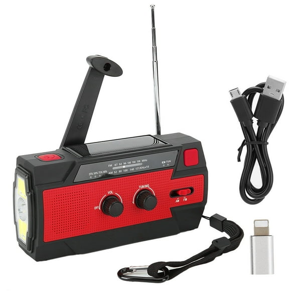 ZOUSSIQI MD090P Solar Power HandCranked Alarm Warner Radio Hand Crank Flashlight Radio Red(Japan ) EL225#69304
