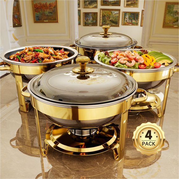 Juego de 4 unidades, acero inoxidable, 5 L, color dorado, de la marca Chaming Dishes