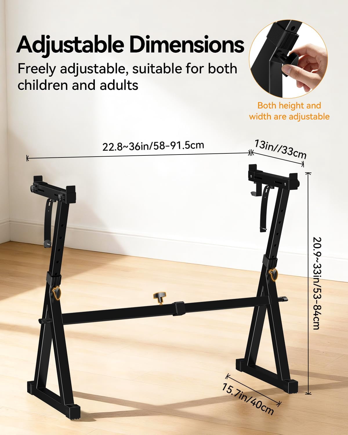 Keyboard Stand Double-x  Heavy-duty Pre-assembled Piano For Kids And Adults 8 Adjustable Digital With Locking Straps Fits 54 61 88 (z)