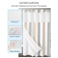 thumbnail image 2 of No Hook Shower Curtains with Snap-in Liner Set, Beige Grey Striped Waterproof Hotel Style Bathroom Shower Curtain, Minimalist Farmhouse Stripe Breathable Mesh Top Window Bath Curtains 48''x72'', 2 of 6