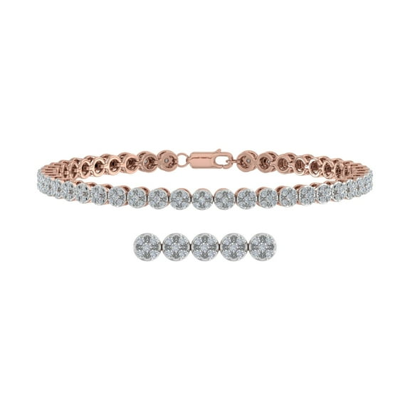 1 Carat Diamond Tennis Bracelet in 14K Rose Gold (7.5 Inch) - IGI Certified (I1-I2 Clarity)
