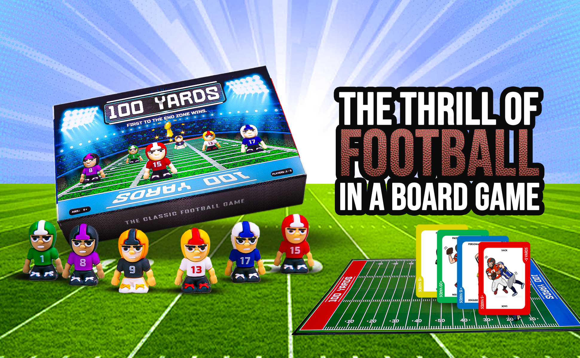 100 Yards Football Board Game | 2 to 6 Players | School, Birthday for Kids | Classroom and Family Games | Ages 6+ |