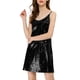 thumbnail image 3 of Vestido Mini Prom de Mujer INSPIRE CHIC con Brillo y Lentejuelas, Cuello en V, Tiras Ajustables, Negro XS, 3 of 8