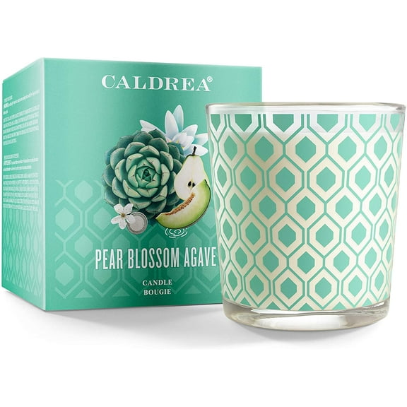 Caldrea Scented Candle, Made with Essential Oils, 45 Hour Burn Time, Pear Blossom Agave Scent, 8.1 oz