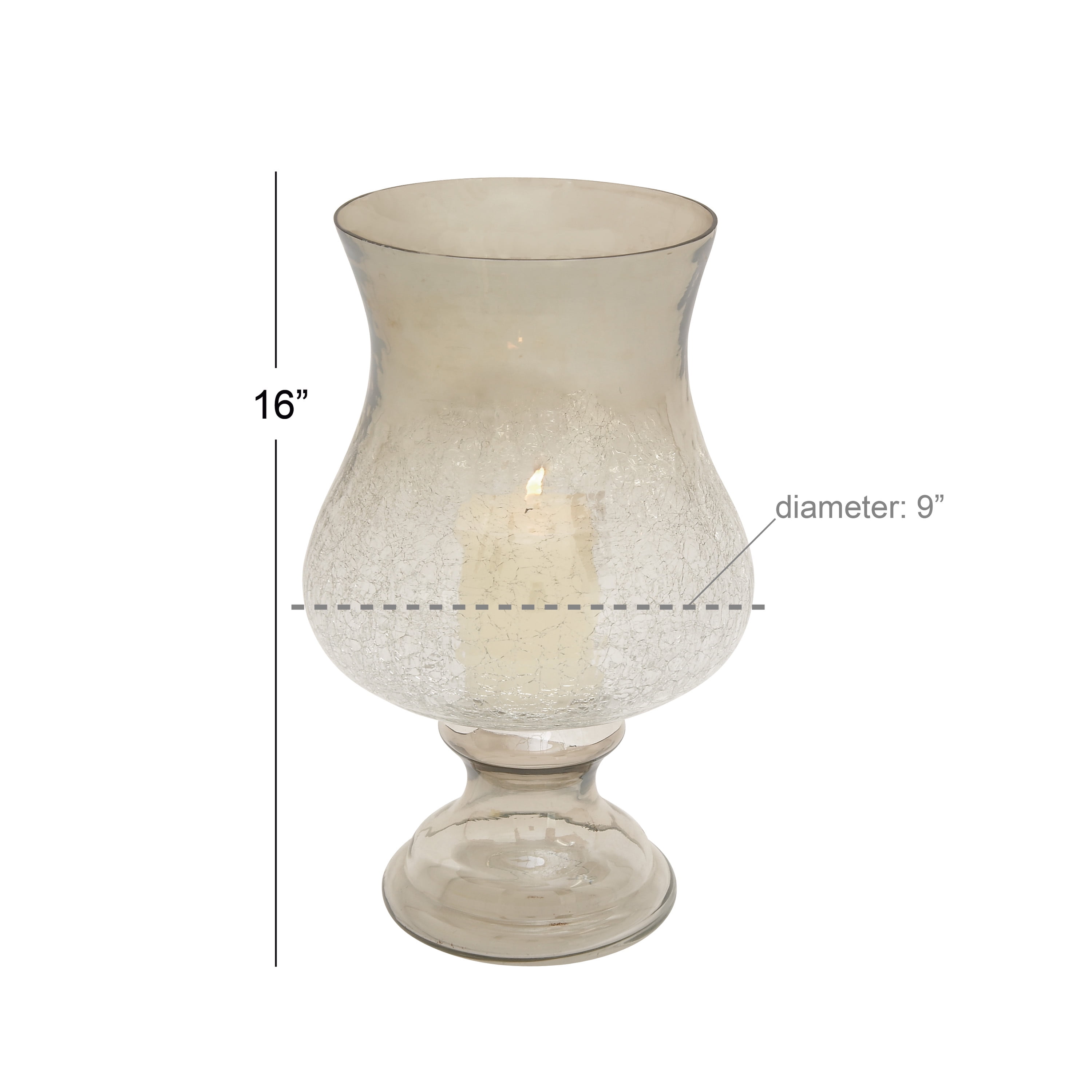 DecMode Gold Glass Handmade Turned Style Pillar Hurricane Lamp with Smoked Glass Finish