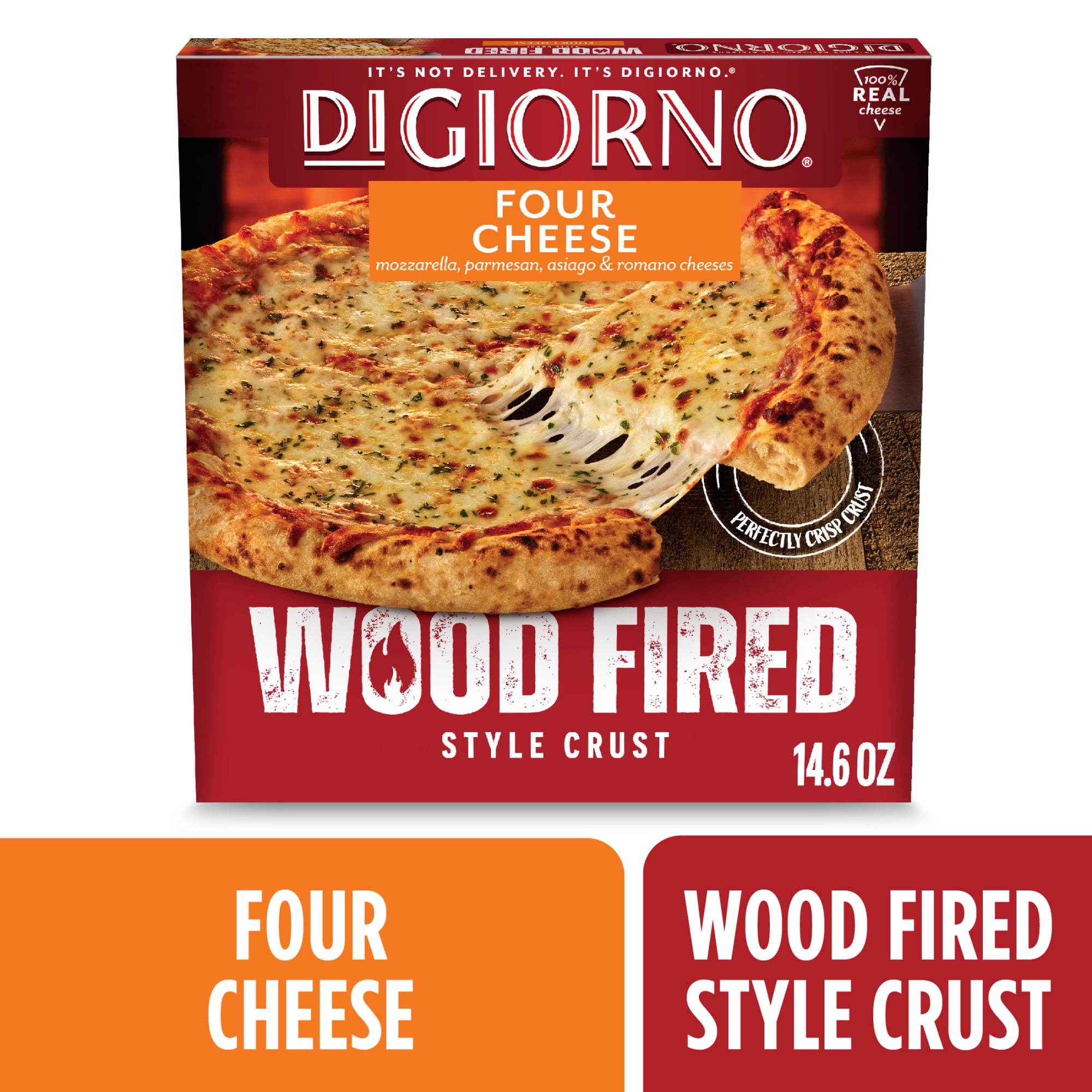 DiGiorno Frozen Pizza, Four Cheese, Wood Fired Style Crust Pizza, 14.6 oz (Frozen)