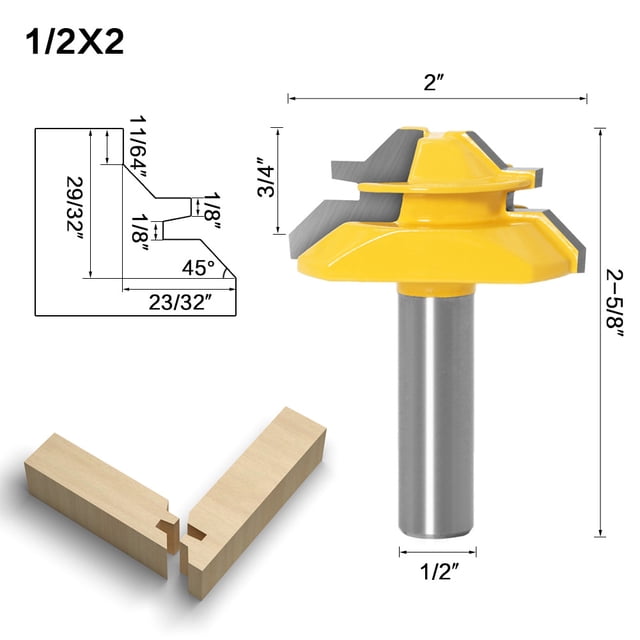 Woodworking 3-Piece Router Bit Set: 45-Degree Jointer Cutter, Sledging Knife & Floor Router Bit – 1/2 Inch x 2 Inch Shank, 12.7mm Ergonomic Handle, Universal Machine Compatibility, Durable Material