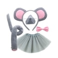 thumbnail image 4 of Lindo ratón orejas diadema cola nariz pajarita conjunto niños vestir pelo cosplay Con falda de gasa jinwen Diadema de cola de disfraz, 4 of 8