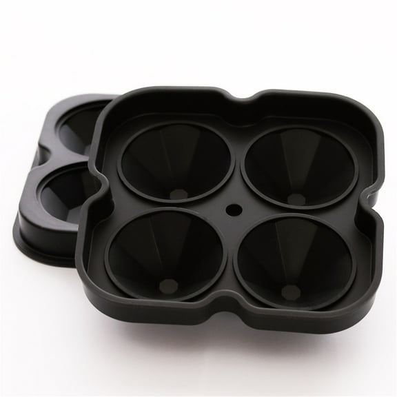 Teissuly 3D Stereoscopic Ice Molds, Large Ice Cube Trays, Make 4 Giant Cute Solid Shape Ice, Silicone Rubber Fun Big Ice Ball Maker for Cocktails Juice Whiskey Bourbon Freezer, Dishwasher Safe, Black