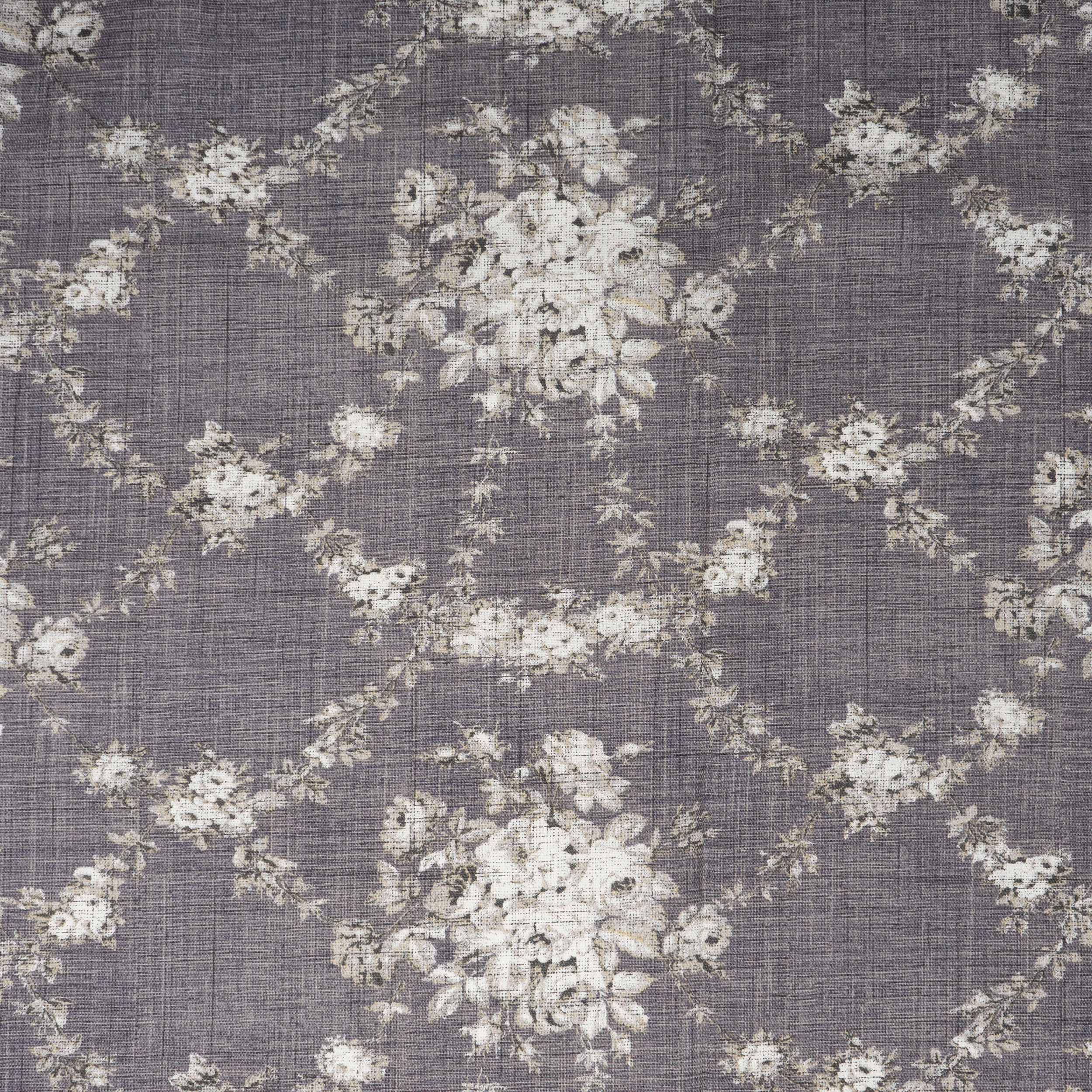 Waverly Inspirations 2 Yard Cut 100% Cotton Duck Print Fabric Dis-Floral Grey, 45" Wide for Quilting & Sewing