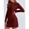 thumbnail image 5 of Long Sleeve Womens Sweater Dress Bodycon Crew Neck Fall Slimming Knit Mini Dresses, 5 of 7