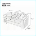 thumbnail image 5 of Grey Velvet Chesterfield Sofa, 84-Inch Tufted 3-Seat Couch with Gold Stainless Accents for Living Room, 5 of 11
