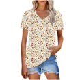 thumbnail image 2 of Viikei Women Blouses Summer Short Sleeve Tops,Dressy Blouses for Women,Women's New Short-sleeved V-neck Pullover Casual Printed Fashion Top Multicolor S, 2 of 7