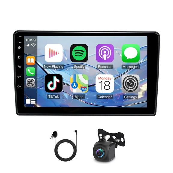 2 32G Android 15 Car Stereo 10in Touch Screen CarPlay Android Auto GPS WiFi Bluetooth FM RDS SWC Split Screen AHD Backup Camera for Ford Transit Custom 2020-2024