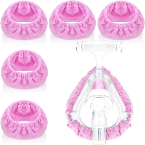 FanShow5 Packs Cpap Mask Liners Reusable Soft Covers Reduces Air Leaks and Blisters Washable Full Face Cushions Cpap Filters Cpap Supplies Fits Most Types of Full Face Cpap Masks (Pink)