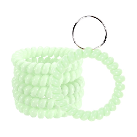 Uxcell 6-Pack Wrist Coil Keychain Wristlet, 2 Inch Plastic Spiral Spring Wristband with Steel Key Ring [Green]
