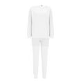 thumbnail image 6 of Ltctricy Women's Plus Size Lounge Sets off Shoulder Long Sleeve Pullover Top Pleated Legging Sweatpants 2 Piece Casual Outfits(White,3X-Large), 6 of 7