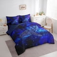 thumbnail image 2 of Feelyou Space Shark Bedding Comforter Set for Kids Boys Girls, Dreamy Galaxy Star Animal King Bedding Sets, Navy, Blue Reversible, 7 Pieces, 2 of 7