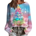 thumbnail image 6 of Dreluolixuan Pullover Sweaters for Women Cute Xmas Long Sleeve Xmas Trees Print Basic Blouses Crew Neck Pullover Work Family Tee Tops, 6 of 6