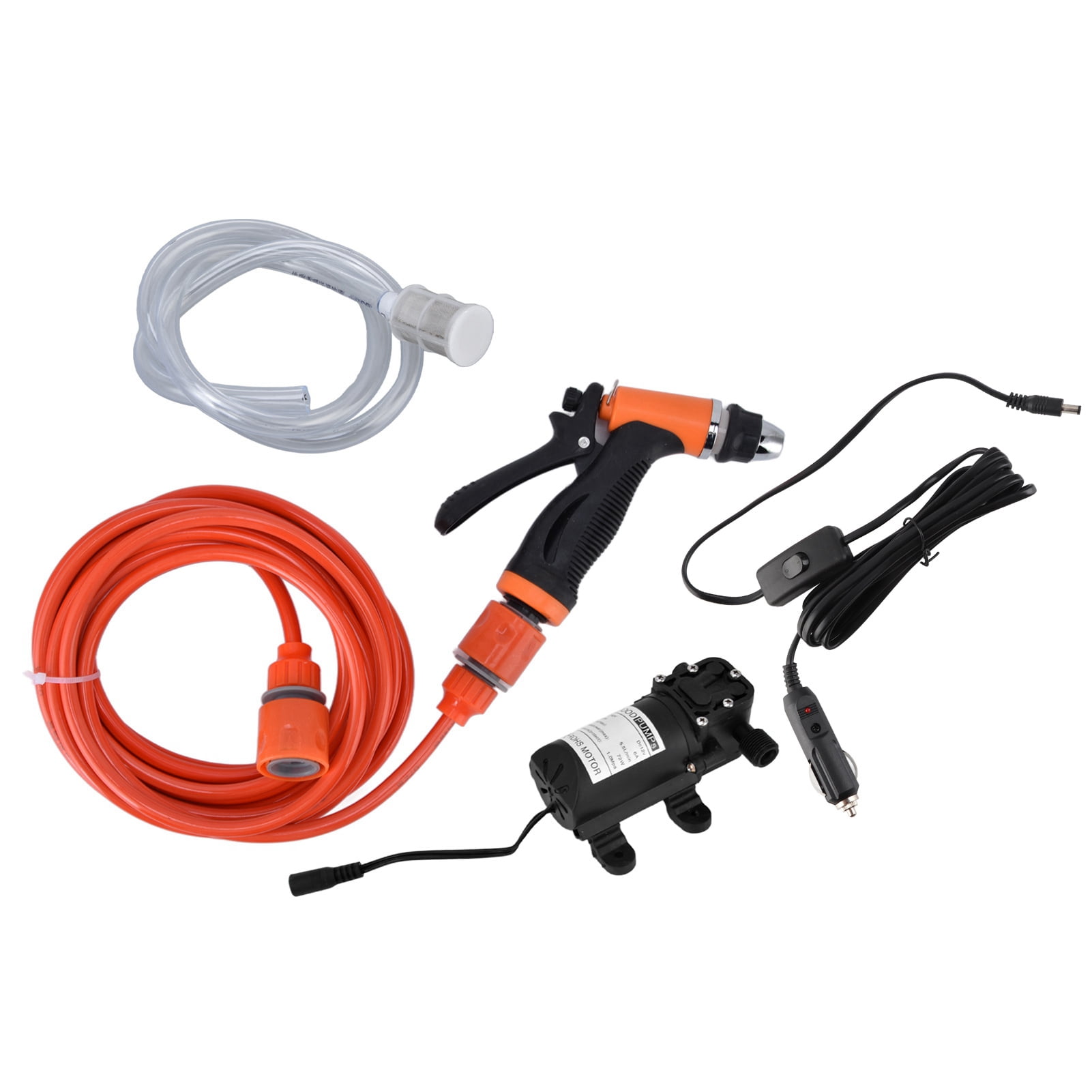 YAHHU 12V 72W Portable Pressure Washer Pump Kit, 145 PSI / 1.0Mpa Electric Car Washing Machine with 236 inches / 6m Hose for Vehicle Garden Cleaning